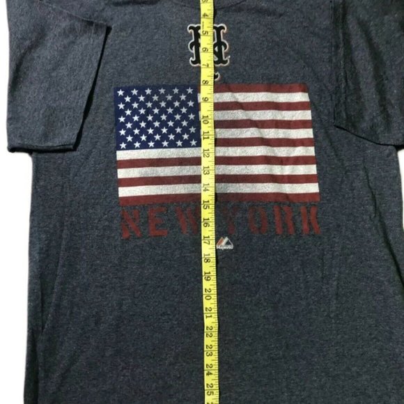 VTG NEW YORK METS AMERICAN FLAG SHIRT MAJESTIC - Picture 7 of 8